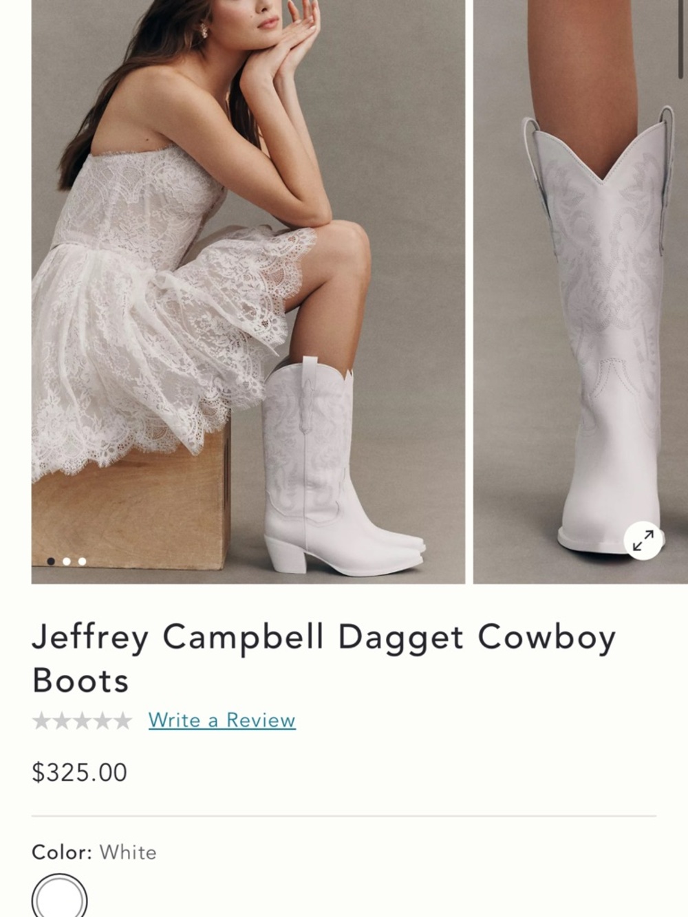 Jeffrey Campbell White Embroidered Cowboy Boots